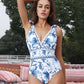 💥 Special Sale 50% OFF💥 V Neck Lace Up Printed One Piece Swimsuit and Skirt🩱