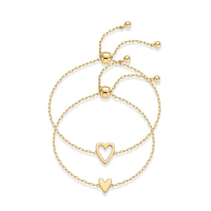 🎁New Year's Sale 50% | 14K Gold Plated Adjustable Matching Bracelets for Women – Heart Charm and BFF Friendship Styles