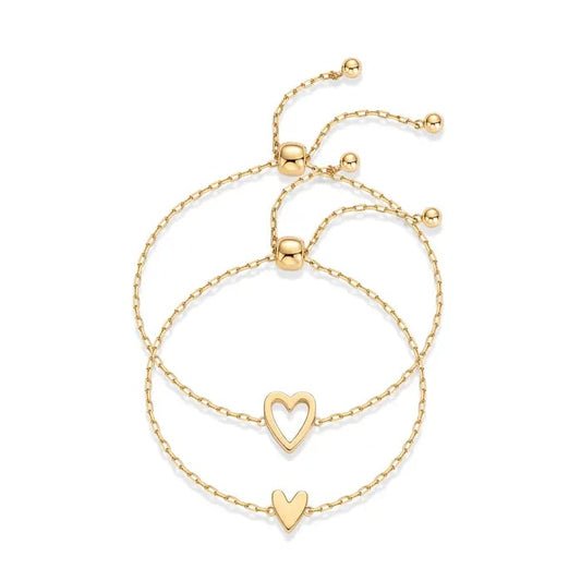 🎁New Year's Sale 50% | 14K Gold Plated Adjustable Matching Bracelets for Women – Heart Charm and BFF Friendship Styles