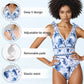 💥 Special Sale 50% OFF💥 V Neck Lace Up Printed One Piece Swimsuit and Skirt🩱