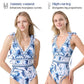 💥 Special Sale 50% OFF💥 V Neck Lace Up Printed One Piece Swimsuit and Skirt🩱