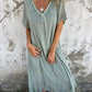 💕Women's Loose V-neck Cotton Linen Dress