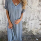 💕Women's Loose V-neck Cotton Linen Dress