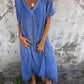💕Women's Loose V-neck Cotton Linen Dress