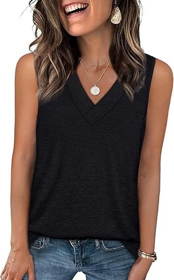 ✨🔥Women's Sleeveless V-Neck Slimming Loose Fit Casual Tank Top🎽