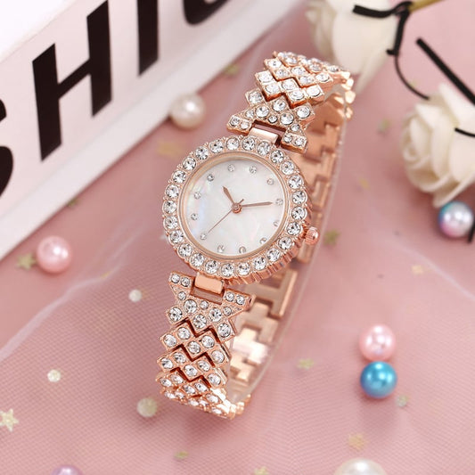 🎁Rhinestone Watch & Bracelet Set – Shiny Jewelry Combo for Women