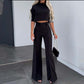 🔥Flash Sale💖Women's Elegant Crop Top & Wide-Leg Pants Set👖
