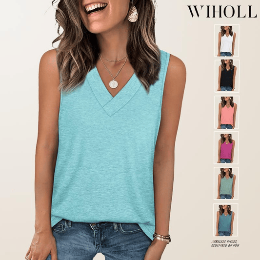 ✨🔥Women's Sleeveless V-Neck Slimming Loose Fit Casual Tank Top🎽