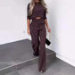 🔥Flash Sale💖Women's Elegant Crop Top & Wide-Leg Pants Set👖