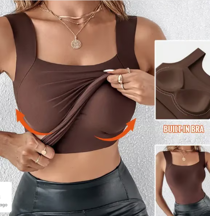 ✨🔥Women’s U Neck Thermal Tank Tops with Built-In Bra