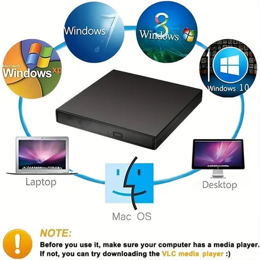 🔥2026 New Arrival! 50% OFF – External CD/DVD Drive for Laptop | Plug & Play, High-Speed, Mac/Windows Compatible 💿💻