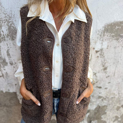🔥👚Women's Fall Button Down Short Warm Vest