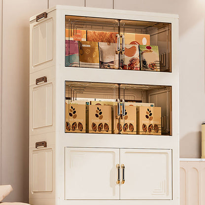 ✨🔥Foldable Storage Box with Lid, 1-5 layers Holders with Wheels for Kitchen Bedroom Bathroom warehouse Kitchen Home Storage Stackable Organizer🗄️