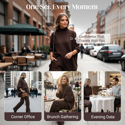 🔥 50% OFF! NEW! Women's 2-piece set – Asymmetrical sweater + wide-leg pants, relaxed fit and soft fabric, ultra comfortable 👚✨