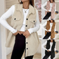 🧥 Women’s Warm Fuzzy Button-Up Vest – Cozy Collared Sleeveless Outerwear for Fall Winter