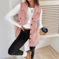 🧥 Women’s Warm Fuzzy Button-Up Vest – Cozy Collared Sleeveless Outerwear for Fall Winter