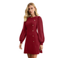 ⏳Limited-time 50% off⏰Elegant Long Sleeve Dress with Asymmetrical Button Detail👗