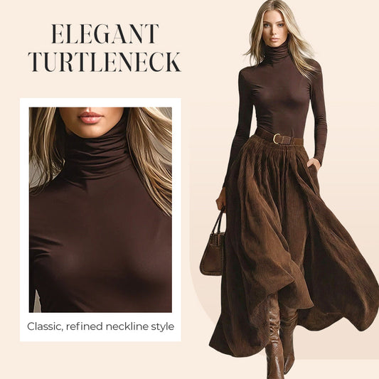 🎁2026 New Arrivals 50% OFF💥Vintage Chic Turtleneck Top & Corduroy Skirt Set