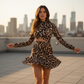 🐆 👚Women's Leopard Print Ruched Mini Dress🔥🔥