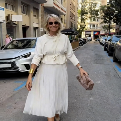 ✨🔥Women's Long-Sleeve Tops & 👗Sleeveless Dress 2-Piece Set
