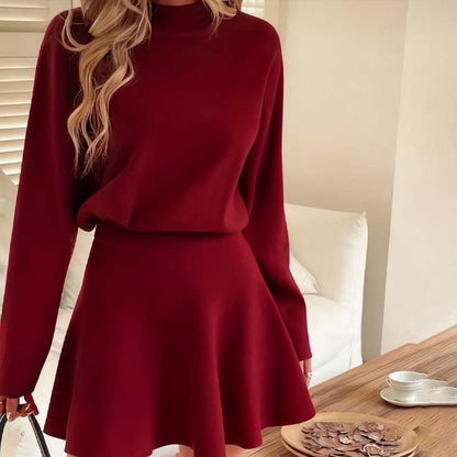 ✨🌸Women's Mock Neck Knit A-Line Mini Dress👗