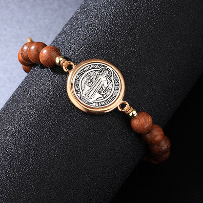✨🔥Unisex Adjustable Wooden Beads St Benedict Bracelet