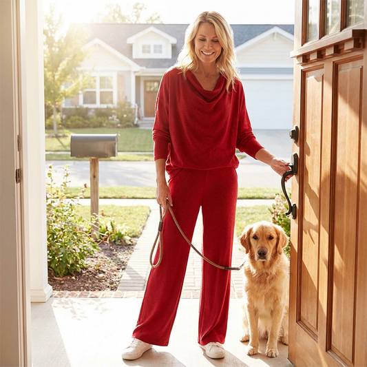 ✨🔥Women's Cowl Neck Long Sleeve Top & Pants 2-Piece Set👚