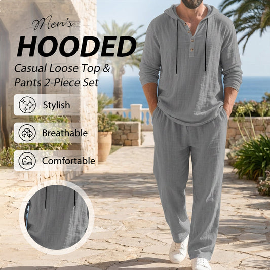 ✨🔥Men's Hooded Casual Loose Top & Pants 2-Piece Set
