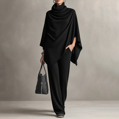 🎁2026 New Arrivals 50% OFF💥Women's Cowl Neck Cape & Wide-Leg Pants Set👚👖