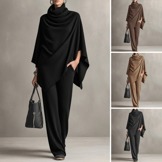 🎁2026 New Arrivals 50% OFF💥Women's Cowl Neck Cape & Wide-Leg Pants Set👚👖
