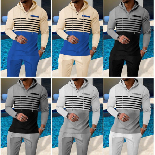 ✨🔥Men's Color-Block Hooded Tracksuit Set