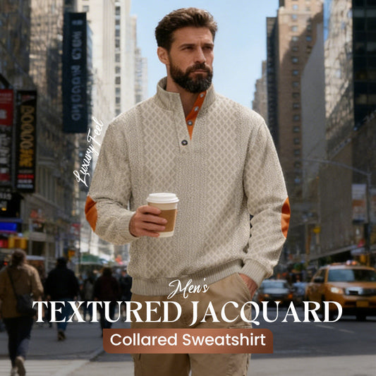 🔥Men's Textured Jacquard Collared Sweatshirt - BUY 2 FREE SHIPPING
