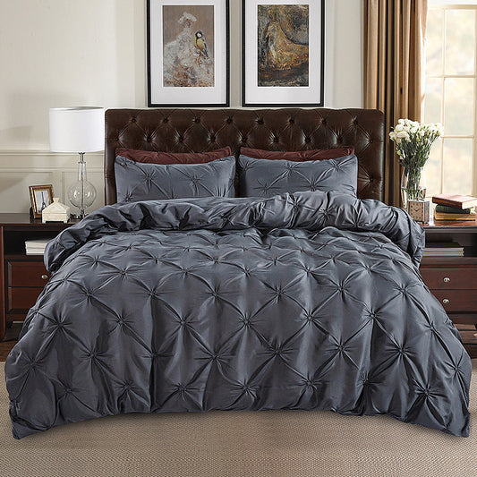 ✨🔥3-Piece Pintuck Pleated Duvet Cover & Pillowcases Set🛏️