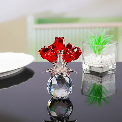 📢📢50% OFF !!🎉Everlasting Crystal Rose Flower Figurine in Vase🌹