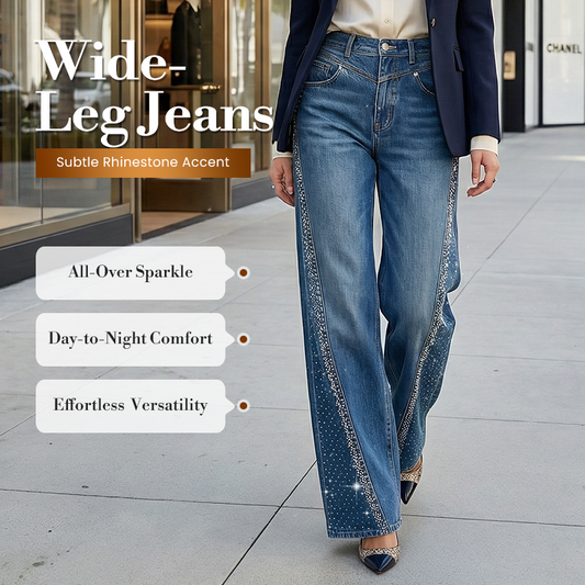 🎉50% OFF! 💥 2026 New Arrivals – Women’s Rhinestone-Embellished Wide-Leg Jeans for a Slimmer, Sparkling Silhouette ✨👖