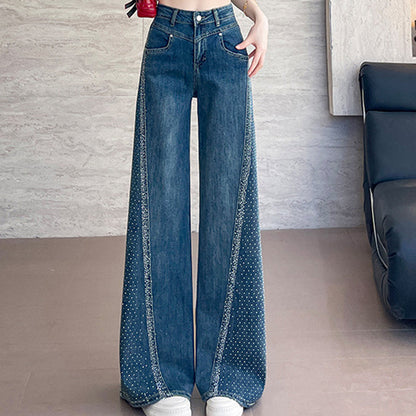 🎉50% OFF! 💥 2026 New Arrivals – Women’s Rhinestone-Embellished Wide-Leg Jeans for a Slimmer, Sparkling Silhouette ✨👖