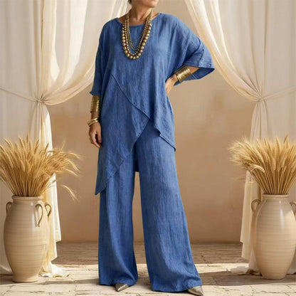⏳Time-Limited Special⏰Women's Two-Piece Loose Fit Outfit with Asymmetrical Top👚