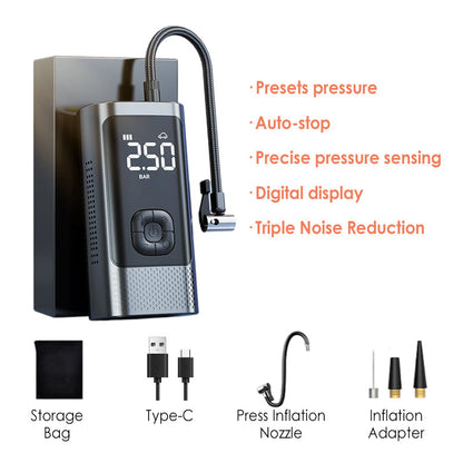 ✨🔥Wireless Portable Car Air Pump with LED Light⚡