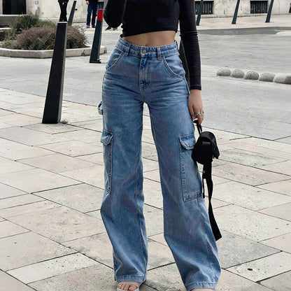 ✨🔥Women's Wide-Leg Denim Cargo Jeans👖